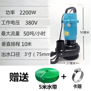 수중 펌프 워터펌프 수중모터 정화조 양수기, 2200W 3인치 10m 380V, 1개, 2200W 3인치 10m 헤드 380V