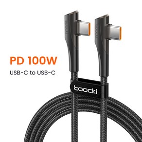 Toocki USB C 타입-USB C 케이블 90 도 각도 QC4.0 PD4.0 PD 100W 고속 충전 맥북 아이폰 15 삼성 화웨이용