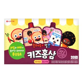 브레드이발소 키즈홍삼 100ml 파우치 20팩 (사과당근/포도야채/배도라지), 키즈홍삼 100ml 20팩 포도야채, 20개