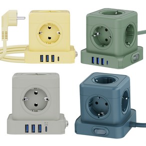 티메코 20W 고속충전 5구 멀티탭 TMC-10 SF코팅 큐브 디자인 C타입 USB 1.8M 전선형