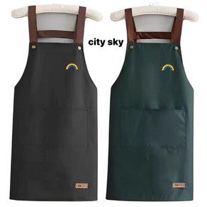 city sky 초경량 다용도 포켓장식 생활방수 앞치마1+1, 블랙+그린 (표준형), 2개