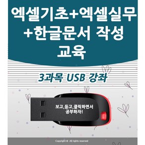3종 한글문서작성 교육+엑셀 기초 +엑셀 실무 강좌 ( 책 교재 서적 보다 좋은 usb 강의 )