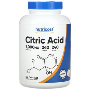 뉴트리코스트 구연산 씨트릭 애시드 Citric Acid 1000mg 240정