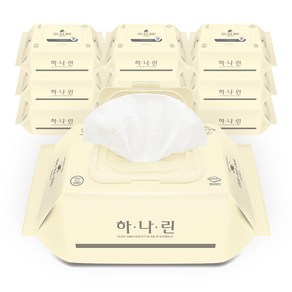 하나린 아기물티슈 80매입 10개 도톰 엠보싱 부드러운 캡형