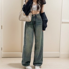 미미스 여성 베이직 워싱 와이드 데님 빅사이즈추가