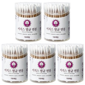 이지스 순면 멸균 면봉 500개입 100% 순면 무형광, 5개, 100개입