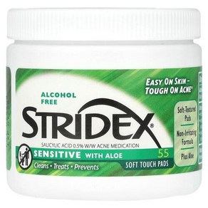 Stridex 센시티브 함유 알로에 알코올 무함유 소프트 터치패드 55매