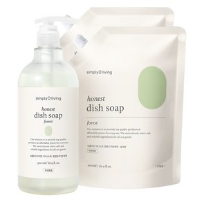 심플리오 어니스트 주방세제 본품 500ml + 리필 900ml 포레스트향 (1종세제 젖병세제)