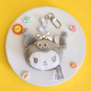 BSC 산리오 실버얼굴 인형 가방장식 키링 열쇠고리 캐릭터얼굴 가방고리 실버비즈 키홀더, 1개, 4.쿠로미 얼굴 실버비즈, 5cm