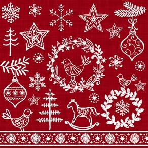 디자인 냅킨 33 x 33 cm, 20개, 가정용냅킨 Hygge Symbols Red