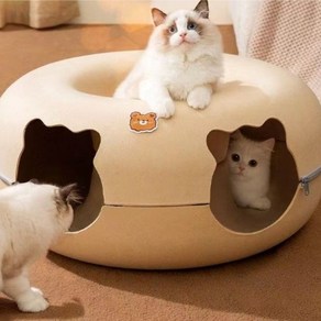고양이 숨숨 하우스 터널 동굴집, 베이지, 1개