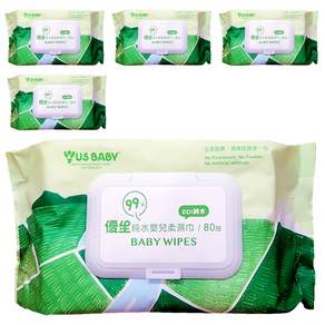 US baby 優生 純水嬰兒柔濕巾 清爽型 80張 5包