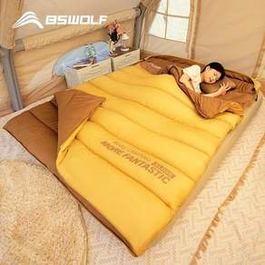 2인 캠핑 침낭 더블 사이즈 침낭 사계절 캠핑 여행, 1개, 브라운 2.2kg