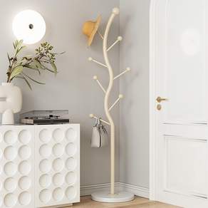 Bornoon S자형 스탠드 철제 옷걸이 행거 튼튼한 스탠드행거 원판형 178CM, 아이보리 IVORY