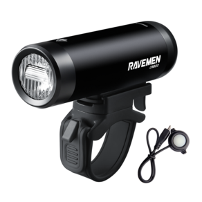 RAVEMEN CR600 자전거 라이트 전조등 T형 눈부심 방지 600루멘 1600 mAh 프로페셔널 자전거 전조등, 1개, 블랙