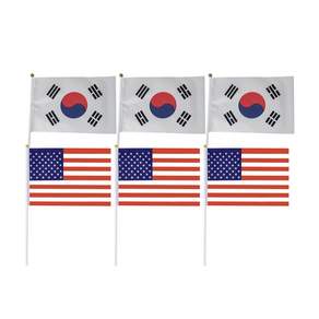 쇼핑팩토리 미니 천 수기 태극기 3p + 성조기 3p, 1세트, 중형 조립O