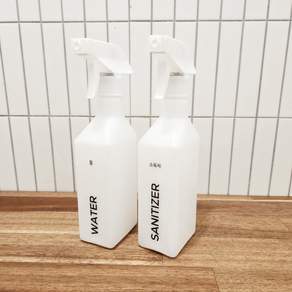 다담 HDPE 사각 분무기 스프레이 공병 화장품 원예 소독제 탈취제 세제 청소 방역, 400ml, 1개, 반투명 용기(화이트 스프레이건)