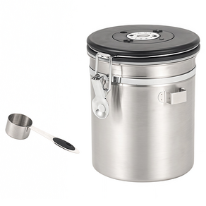 SHUNFA 304 스테인레스 스틸 커피 밀폐 용기 1.5L, 1개, 실버