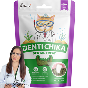 닥터페트라 덴티치카 덴탈트릿 고양이 치석 입냄새 제거 이빨과자, 1개, 70g, 참치맛