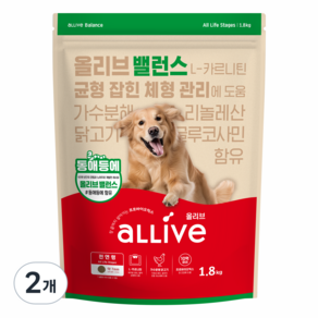 대주펫푸드 강아지 올리브 기능성 사료, 관절+장건강, 1.8kg, 2개