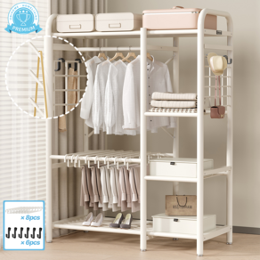 Unihome 튼튼한 친환경 보강형 대용량 시스템 행거 스탠드 드레스룸 옷장 선반 행거, 화이트
