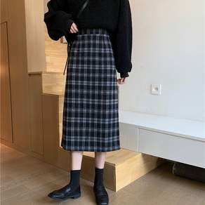 투니스 여성 빈티지 체크 롱 스커트