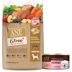 ANF 독 식스프리플러스 오리&연어 5.6kg + 캔 치킨게맛살 95g, 1개