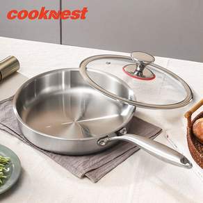 CookNest 인덕션 316 스텐 스테인리스 후라이팬 팬 프라이팬 논코팅팬, 1개, 24cm