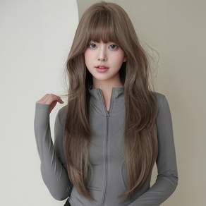 키라비 가발 여성 통가발 스트레이트 긴머리 75cm KPE0462, 1개, KPE-0462(티미스트그레이)75cm