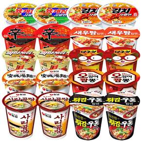 농심 컵라면 소컵 10종 20개입(육사발2 + 김치사발2 신라면2 새우탕2 짜파범벅2 너구리2 안성2 오짬2 사리곰탕2 튀김우동2), 1개