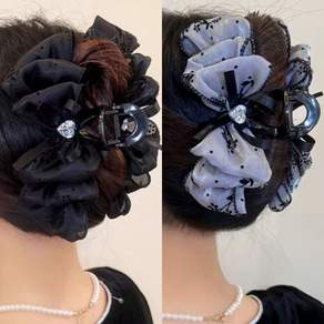 ZMBIRD 2종 세트 왕리본 올림머리 집게핀 N170