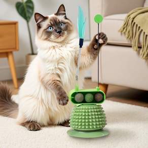 고양이 장난감 가려움 해소 도구 고양이 유인 막대기 혼자서 즐기며 스트레스 해소와 이갈이용 고양이 민트 함유 반려동물 장난감, 1개, 녹색