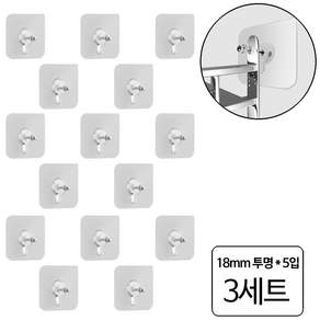룰루랄라 볼트형 부착식 고정 후크, 18미리투명 (1014)5입, 3세트