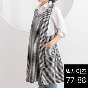 데코에버 찰랑 파스텔체크 원피스앞치마 요양보호사 L (77~88), 1개, 블랙(77~88)