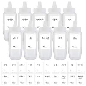 저스트인테리어 말랑이 소스통 + 방수 스티커 20종, 10개, 360ml