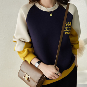 오스틱니 (완전 편한) 80kg까지 빅사이즈 여성용 봄가을 배색 디자인 맨투맨 긴팔티 데일리 겨울 맨투맨 심플 예쁜 코디 외출 간절기