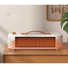 HULU 탁상용 PTC 온풍기 전기히터 캠핑 난방기 무소음 팬 히터, 화이트, H202534-1