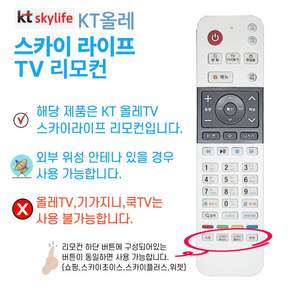 SKYLIFE TV 리모컨 스카이라이프 위성 리모컨+건전지, 1개