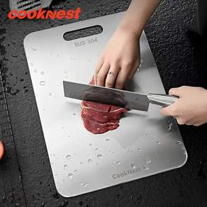 CookNest 304 스텐 도마 향균 위생 주방 양면도마 스텐레스 도마, 은색, 1개