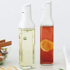1+1 네오플램 식약처인증 자동개폐 유리 오일병 기름병세트 2P 500ml 화이트, 2개