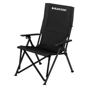 BLACKDOG 휴대용 경량 하이 백 접이식 캠핑의자 CBD2450JJ042, 1개, 나이트 블랙