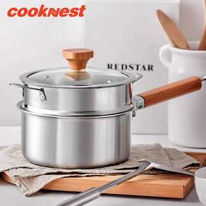 CookNest IH 인덕션 스텐 편수냄비 이유식 냄비, 1개, 찜기, 20cm