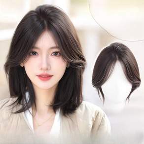 Lavitree 정수리 가발 앞머리 일체형 탈모 탑커버, 1개, 내추럴 블랙