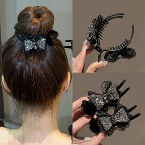 ZMBIRD 2PCS 블링 큐빅 리본 여성 예쁜 집게핀 N138