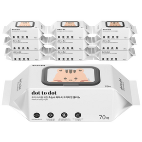 두꺼운 아기물티슈 캡형 73gsm, 10개, 70매, 73g
