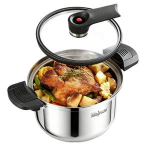 Majesun스테인리스 통3중 진공가마솥인덕션 겸용 저압냄비 곰솥/전골냄비 다용도 압력냄비, 1개, 본색, 20cm