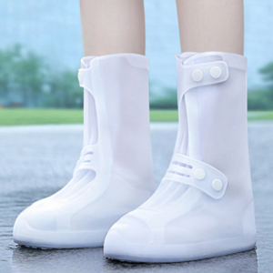 제이에스 신발방수커버 장마철 여행 필수품 휴대용 실리콘 신발덮개 장화형, 흰색, 1개