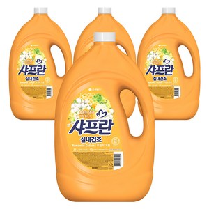 샤프란 실내건 일반 섬유유연제 로맨틱코튼 본품, 3.1L, 4개