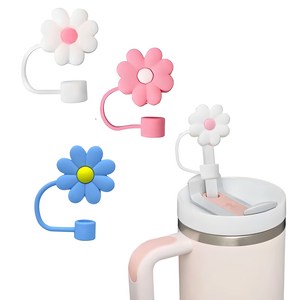 [3p세트] 빨대 마개 스탠리 텀블러 호환 10mm 퀜처 텀꾸 실리콘 캡 스트로우 커버, 4데이지3종, 1개