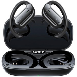 Mankiw맨큐 ENC 노이즈캔슬링 오픈형 귀걸이 블루투스 이어폰 버튼식, 블랙